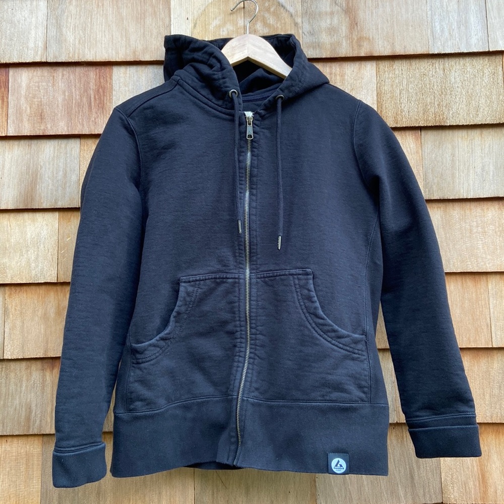 Black American Giant hooded zip up sweatshirt 100% cotton EUC made in USA